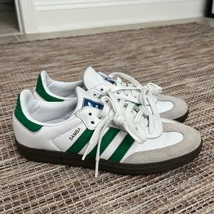 Adidas OG Samba in Cloud White/Green, Size M6/W7